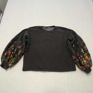 Zara Damen Floral Print Sleeve Sweatshirt Women’s Size S